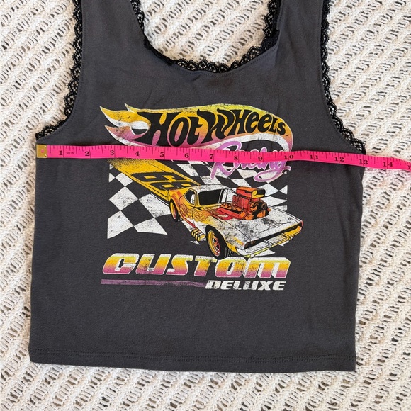 HOT WHEELS Racing Hot Rod Retro Graphic Lace Trimmed Cropped Tank Women Size M - Picture 7 of 8